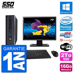 PC HP ProDesk 600 G1 SFF Ecran 19" Intel G3220 RAM 16Go SSD 2To Windows 10 Wifi - Occasion