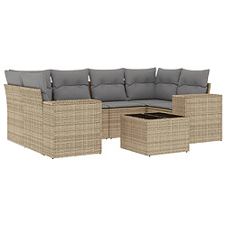 Maison Chic Salon de jardin avec coussins 7 pcs, Ensemble Tables et chaises de jardin, beige résine tressée -GKD378854