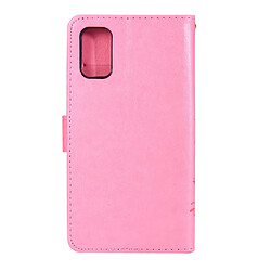 Etui en PU empreinte papillons flip avec support rose pour votre Samsung Galaxy A41 (Global Version)