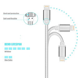 Acheter Wewoo Câble argent pour iPhone X / 8 et 8 Plus / 7 7 Plus / 6 6 6 Plus 6 Plus / 5 5S & SE & 5C / iPad YF-MX04 3 M 2.4A MFI Certifié Lightning à USB Nylon Weave Style Data Sync de Recharge