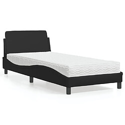 Avis Vidaxl Lit avec matelas noir 90x200 cm similicuir