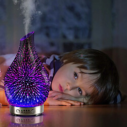 Acheter Universal Feu d'artifice 3D Forme de vase de verre Diffuseur d'arôme Fournitures de bureau Diffuseur d'huile essentielle Fabricant de brume Humidificateur à ultrasons avec lumière LED | Humidificateur