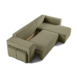 Avis Bestmobilier Topaze - canapé d'angle réversible 4 places - convertible avec coffre, tablette et poufs - en velours côtelé