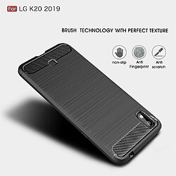 Wewoo Coque Souple Pour LG K20 ?2019 TPU TPU en fibre de carbone texture brossé bleu marine