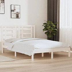 Maison Chic Lit Moderne Chambre - Cadre/structure de lit pour adulte Blanc Bois de pin massif 140x190 cm -MN32745