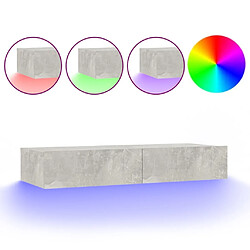 Maison Chic Meubles TV avec lumières LED - Banc TV pour salon Gris béton 90x35x15,5 cm -MN82695