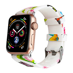 Avizar Bracelet Apple Watch 42 et 44 mm Motif Fleurs et Papillons en Silicone