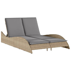 Maison Chic Chaise longue avec coussins, Transats, Bain de Soleil beige 114x205x73 cm résine tressée