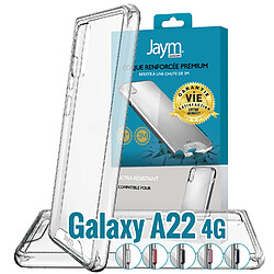 JAYM - Coque Ultra Renforcée Premium pour Samsung Galaxy A22 4G - Certifiée 3 Mètres de chute ? Garantie à Vie - Transparente - 5 Jeux de Boutons de Couleurs Offerts