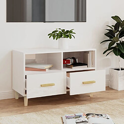 Avis Maison Chic Meuble TV scandinave - Banc TV pour salon Blanc brillant 80x36x50 cm Bois d'ingénierie -MN66162