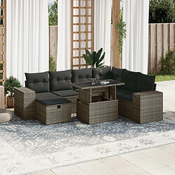 vidaXL Salon de jardin 8 pcs avec coussins gris résine tressée