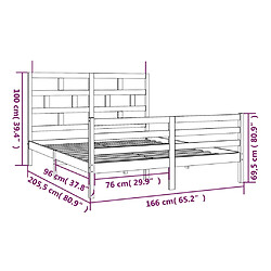 vidaXL Cadre de lit Marron miel Bois de pin massif 160x200 cm pas cher