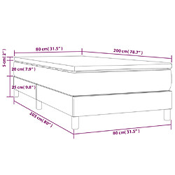 vidaXL Sommier à lattes de lit avec matelas Gris 80x200 cm Similicuir pas cher