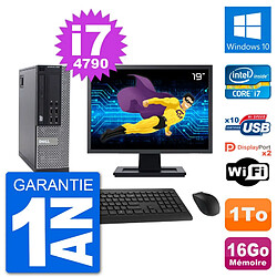 PC Dell 9020 SFF Ecran 19" Intel i7-4790 RAM 16Go Disque 1To Windows 10 Wifi - Occasion