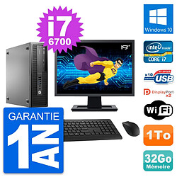 PC HP 800 G2 SFF Ecran 19" Intel i7-6700 RAM 32Go Disque 1To Windows 10 Wifi - Occasion