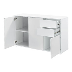 Helloshop26 Buffet commode meuble de rangement pratique avec 2 tiroirs 3 portes 117 cm blanc mat 03_0005047