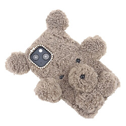 Coque en TPU Poupée peluche ours poilu 3D, anti-chute marron pour votre Apple iPhone 13 6.1 pouces