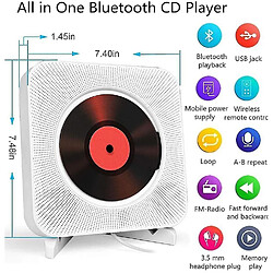 Universal Lecteur CD portable YH avec haut-parleur Bluetooth High Fidelity, haut-parleur audio avec télécommande (bleu)