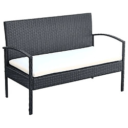 Acheter vidaXL Salon de jardin 4 pcs avec coussins Résine tressée Noir