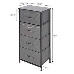 Commode penderie étagère avec 4 tiroirs tissu cadre noir 45x30x94 cm ML-DESIGN® pas cher