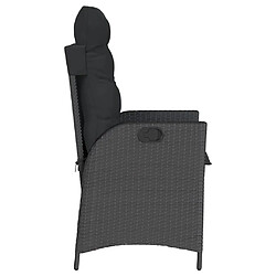 Acheter vidaXL Chaise inclinable de jardin avec coussins noir résine tressée