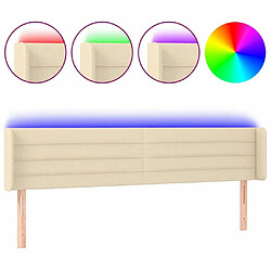 Maison Chic Tête de lit scandinave à LED,meuble de chambre Crème 203x16x78/88 cm Tissu -MN35589