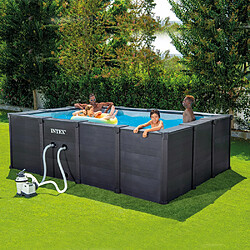 Piscine tubulaire Graphite rectangulaire 4,00 x 3,00 x 1,24 m - Intex pas cher