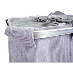 Decoshop26 Panier à linge corbeille avec cordon de serrage 2 compartiments 54x52x32cm 89L gris 04_0001295 pas cher