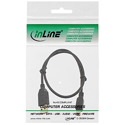 Avis Mini câble InLine® USB 2.0, USB A mâle à mini-B mâle (5 broches), noir / or, 0,3 m