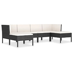 Maison Chic Salon de jardin 6 pcs + coussins - Mobilier/Meubles de jardin - Table et chaises d'extérieur Résine tressée Noir -MN17182