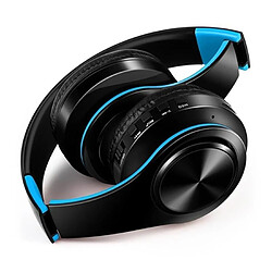 Yonis Casque Audio Bluetooth Pliable Noir Bleu