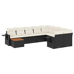 Maison Chic Salon de jardin 10 pcs avec coussins | Ensemble de Table et chaises | Mobilier d'Extérieur noir résine tressée -GKD37393