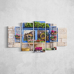 HOMEMANIA Tableau Fenêtre - 5 pièces - Villes et paysages - par salon, pièce - Multicouleur en Polyester, Bois, 100 x 3 x 60 cm