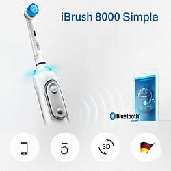 Universal Brosse à dents électrique 5 modes Technologie Bluetooth Détection de position 360 Smart Ring Brosse à dents de nettoyage avancée(blanche) pas cher