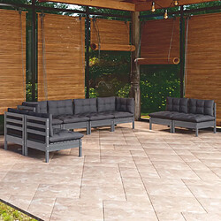 vidaXL Salon de jardin 8 pcs avec coussins bois de pin massif