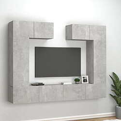 Maison Chic Ensemble de meubles TV 6 pcs | Banc TV Moderne pour salon | Meuble de Rangement - Gris béton Bois d'ingénierie -MN63333