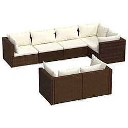 Maison Chic Salon de jardin 7 pcs + coussins - Mobilier/Meubles de jardin - Table et chaises d'extérieur Marron Résine tressée -MN27702