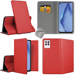 Htdmobiles Housse etui portefeuille avec coque intérieure en silicone pour Huawei P40 Lite + film ecran - ROUGE MAGNET