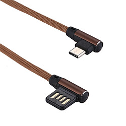 Wewoo Câble café pour Samsung Galaxy S8 et S8 + / LG G6 / Huawei P10 P10 Plus / Oneplus 5 autres Smartphones 1m 2.4A Sortie USB à USB-C / Type-C Double Coude Conception Nylon Weave Style Data Sync de Recharge