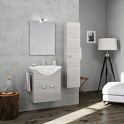 Kiamami Valentina MEUBLE DE SALLE DE BAIN SUSPENDU 56,5CM GRIS AVEC COLONNE, LAVABO+MIROIR | FACILE