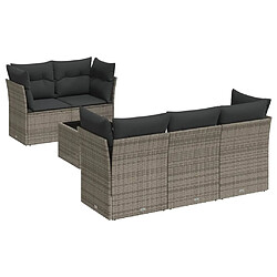 vidaXL Salon de jardin 6 pcs avec coussins gris résine tressée