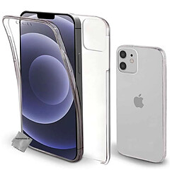 Htdmobiles Coque silicone gel fine 360 integrale (avant et arriere) pour Apple iPhone 12 Mini + film ecran - TRANSPARENT