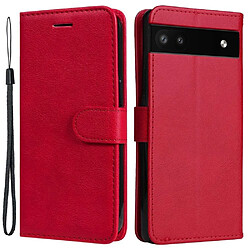 Htdmobiles Housse pour Google Pixel 6a 5G - etui coque pochette portefeuille + verre trempe - ROUGE