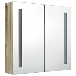 Avis Maison Chic Armoire de salle de bain,Meuble de rangement,Meuble haut à miroir LED Chêne 62x14x60 cm -GKD988568