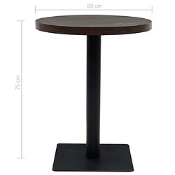 vidaXL Table de bistro MDF et acier Rond 60 x 75 cm Frêne foncé pas cher