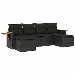 Maison Chic Salon de jardin 6 pcs avec coussins | Ensemble de Table et chaises | Mobilier d'Extérieur noir résine tressée -GKD44354