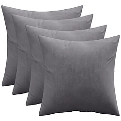 ICONIK INTERIOR Lot de 4 coussins en velours - housse et garnissage - Mesmal Gris foncé