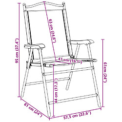 vidaXL Chaises de jardin pliables lot de 2 en acier et textilène pas cher