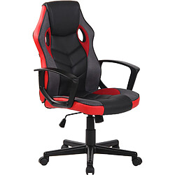 Decoshop26 Fauteuil de bureau gaming chaise gamer sur roulettes en synthétique et maille noir et rouge BUR10615