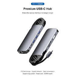 Hub USB C 10 en 1 avec port Ethernet PD / Gigabit / USB3.0 / TF / SD / HDMI / VGA / 3,5 M audio pas cher